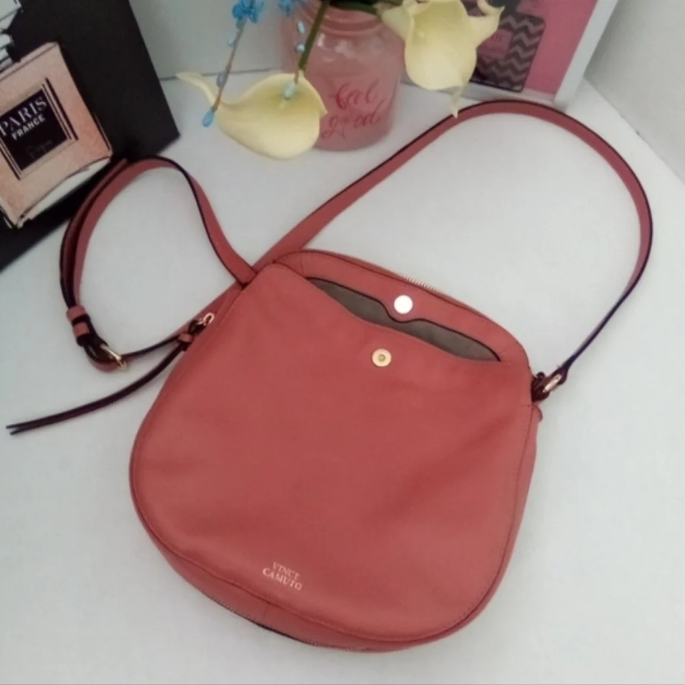 Vince Camuto Bag Women's Crossbody Purse Kenzys Leather, Salmon Sushi Pink